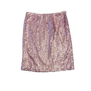 New York & Company Stretch Pastel Pink Sequin Pencil Skirt SZ Small Glam Babrie